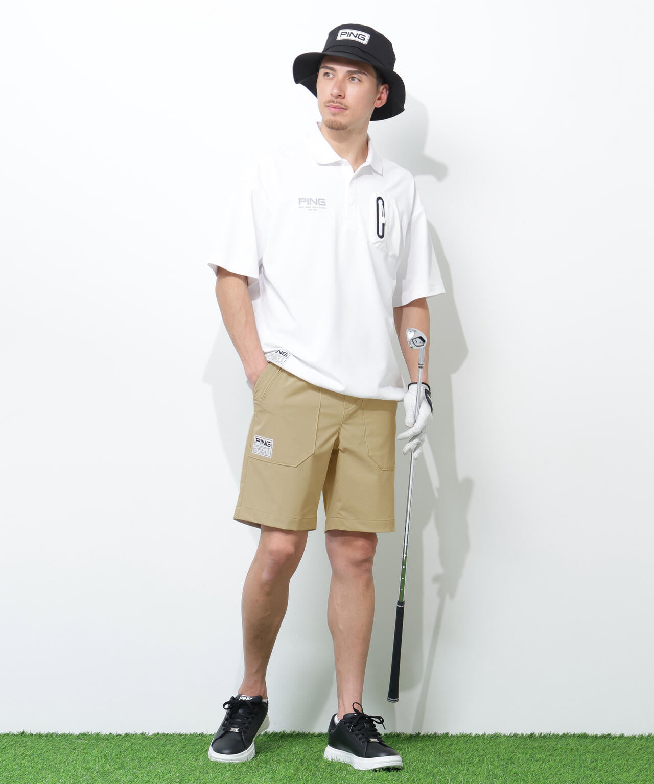 【PING APPAREL】全方向ストレッチドライタッチリップストップショートパンツ <GOLD> (MENS)