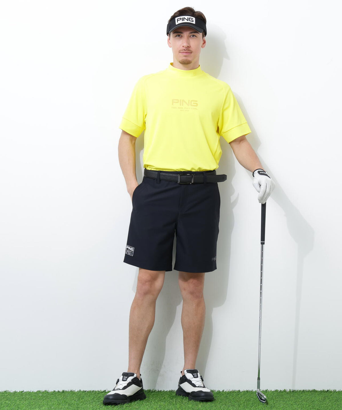 【PING APPAREL】【UVカット・透け防止・ストレッチ】ドビーショートパンツ <GOLD> (MENS)