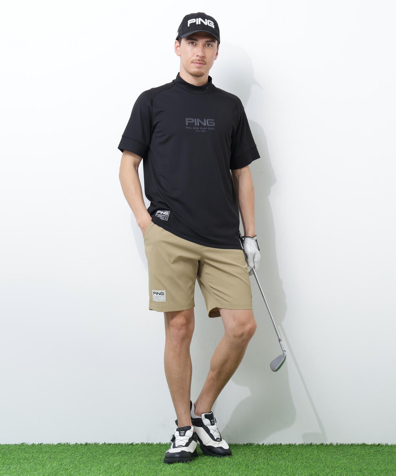 【PING APPAREL】【吸汗速乾・ストレッチ】サッカー5ポケットショートパンツ <GOLD> (MENS)