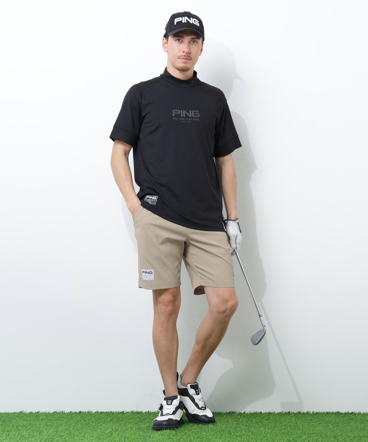 【PING APPAREL】ストレッチサッカー5ポケットショートパンツ <GOLD> (MENS)