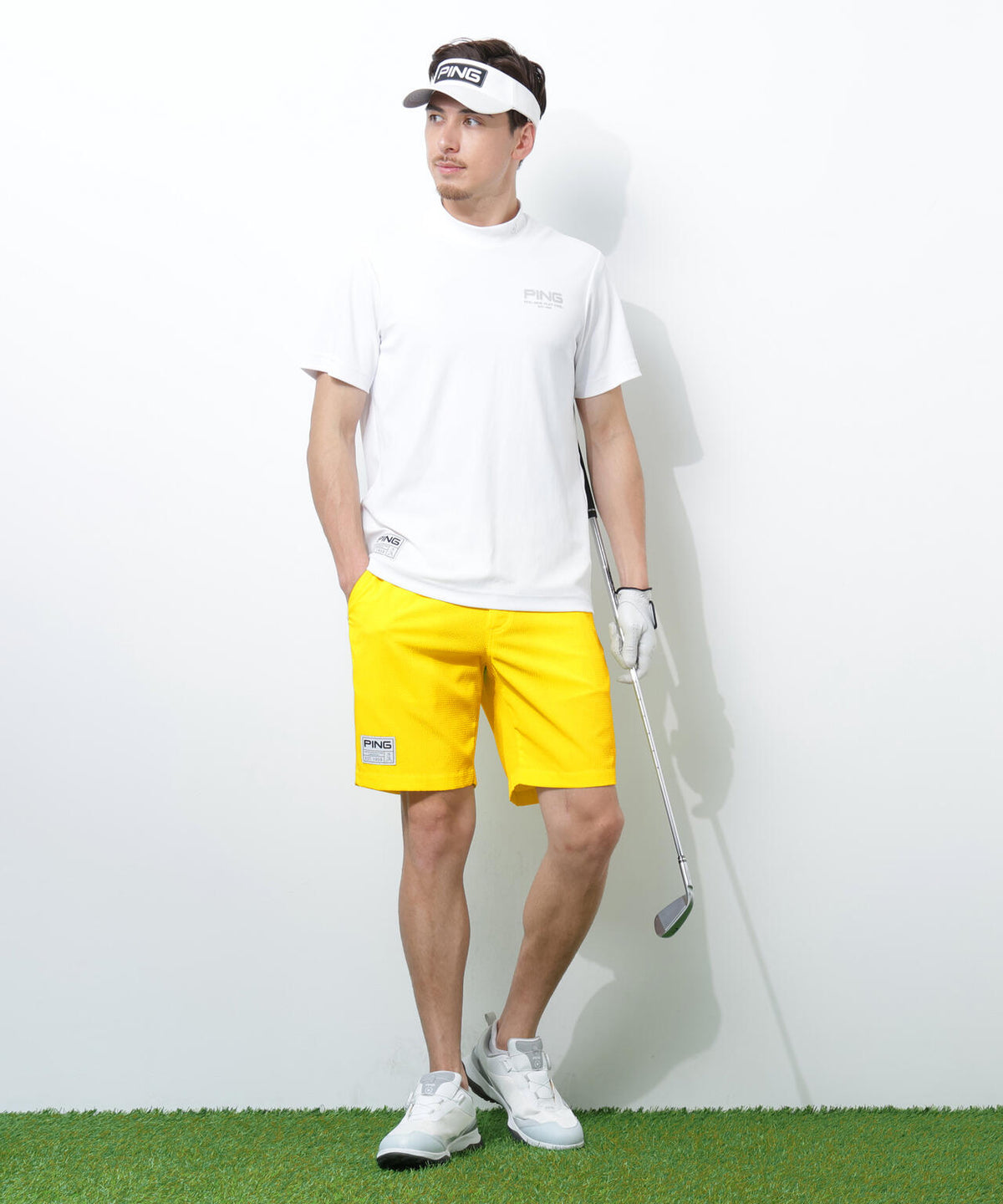 【PING APPAREL】【吸汗速乾・ストレッチ】サッカー5ポケットショートパンツ <GOLD> (MENS)
