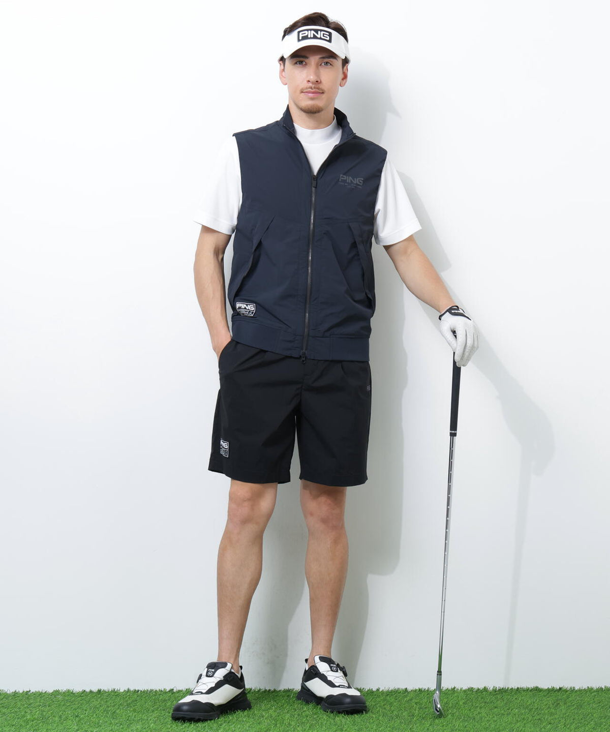 【PING APPAREL】ストレッチリップストップ高機能フルジップベスト <GOLD> (MENS)