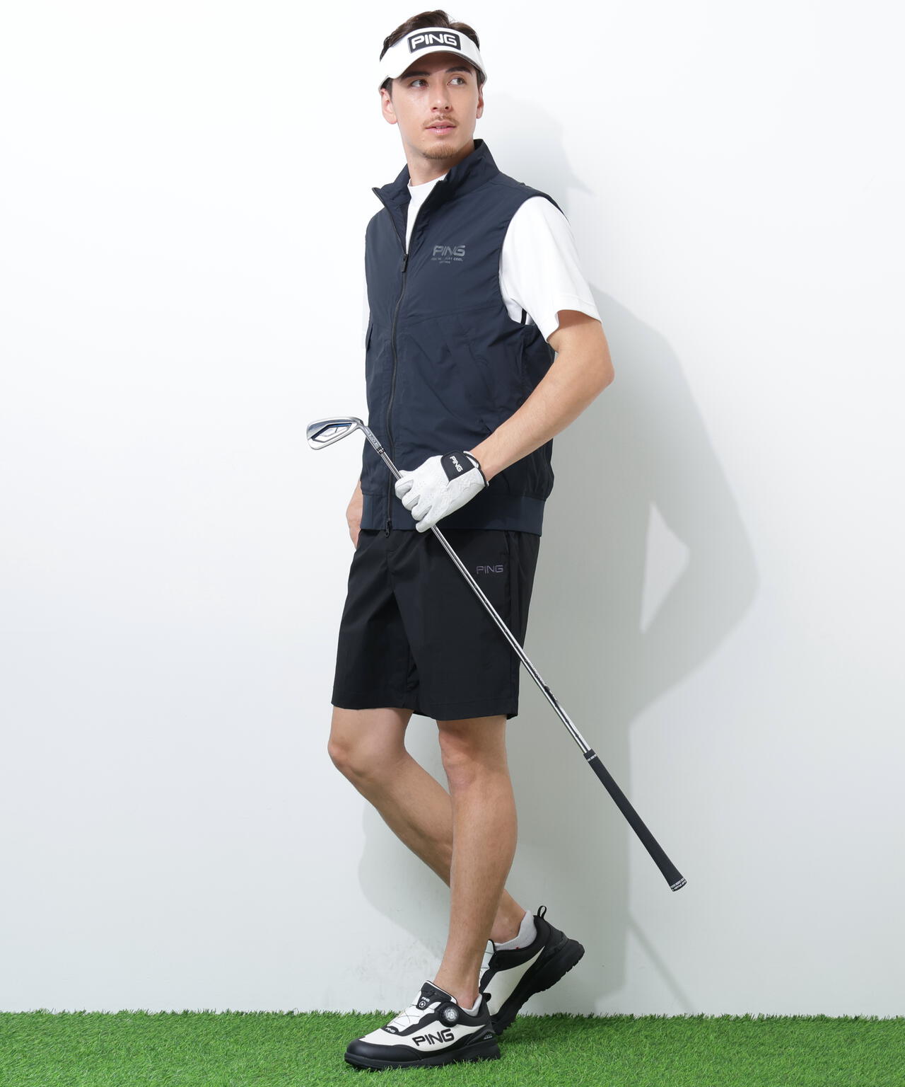 【PING APPAREL】ストレッチリップストップ高機能フルジップベスト <GOLD> (MENS)