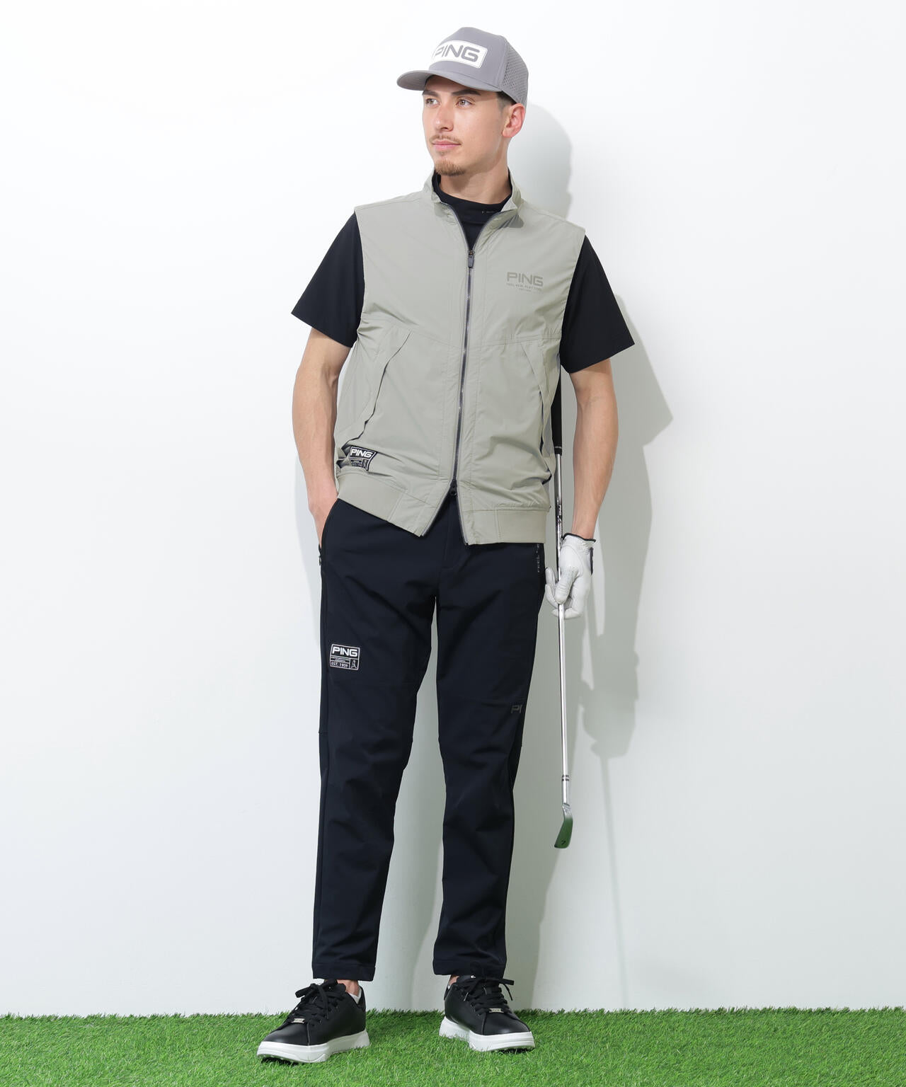 【PING APPAREL】ストレッチリップストップ高機能フルジップベスト <GOLD> (MENS)