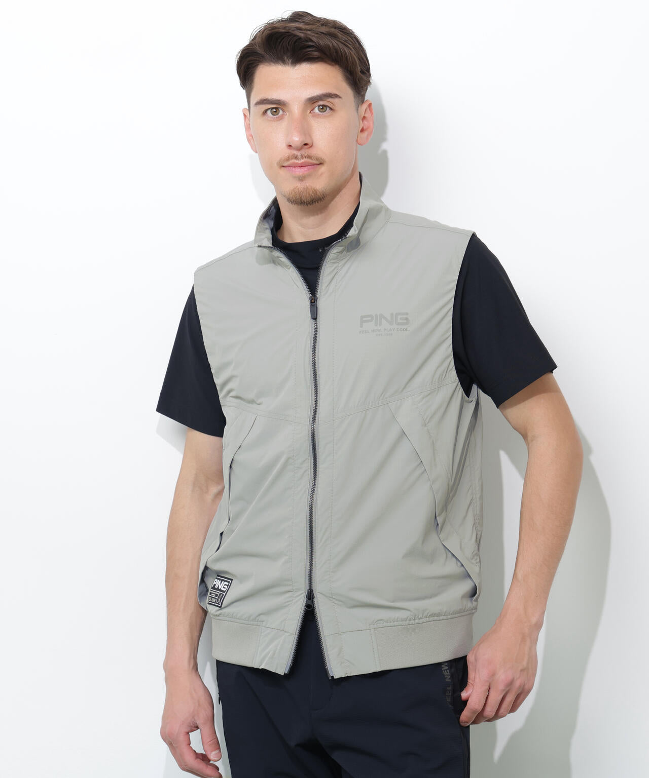 【PING APPAREL】ストレッチリップストップ高機能フルジップベスト <GOLD> (MENS)
