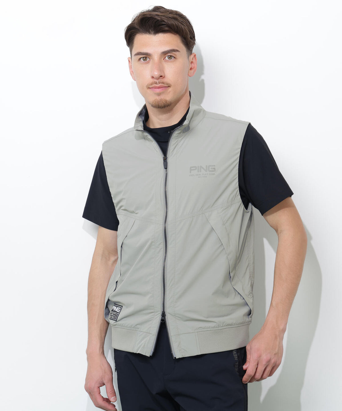 【PING APPAREL】ストレッチリップストップ高機能フルジップベスト <GOLD> (MENS)