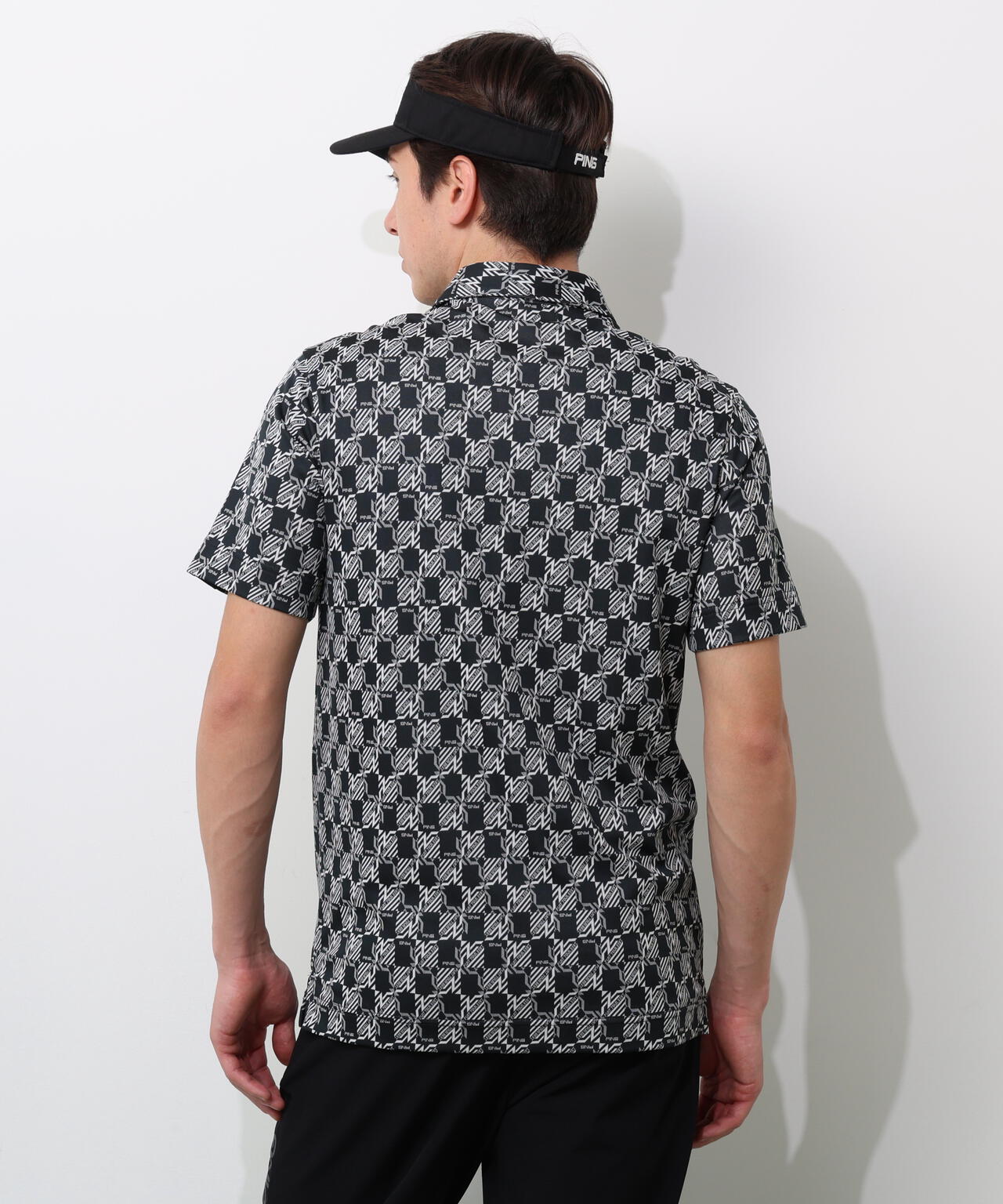 【PING APPAREL】AZモノグラムジャカードブロックロゴ半袖ポロシャツ <PERFORMANCE> (MENS)