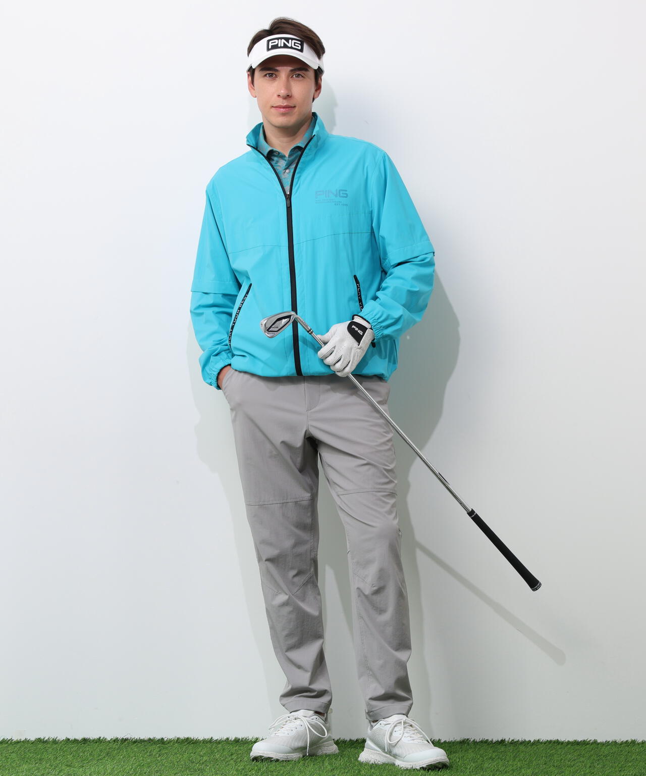 【PING APPAREL】AZモノグラムジャカードブロックロゴ半袖ポロシャツ <PERFORMANCE> (MENS)