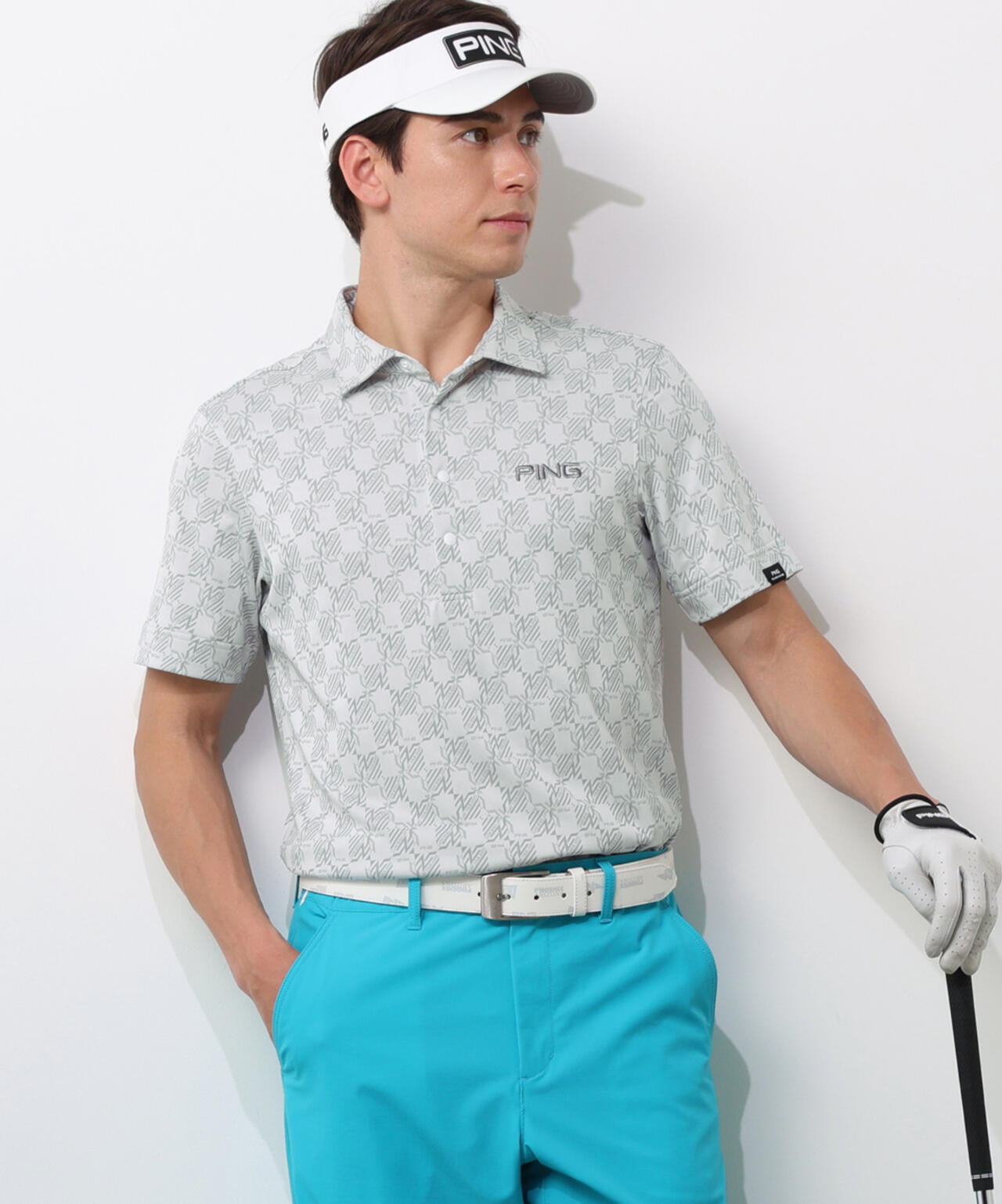 【PING APPAREL】AZモノグラムジャカードブロックロゴ半袖ポロシャツ <PERFORMANCE> (MENS)
