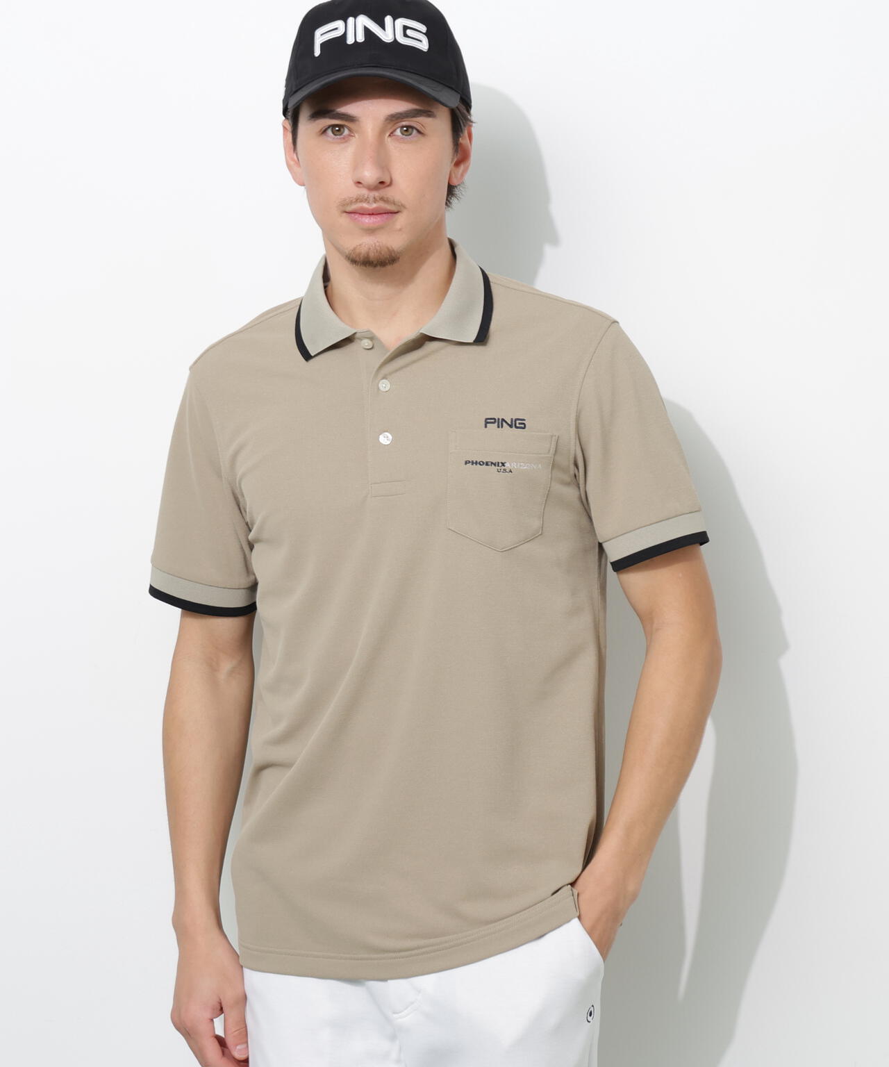 【PING APPAREL】スナップテックス半袖ラインポロシャツ <NATIVE> (MENS)