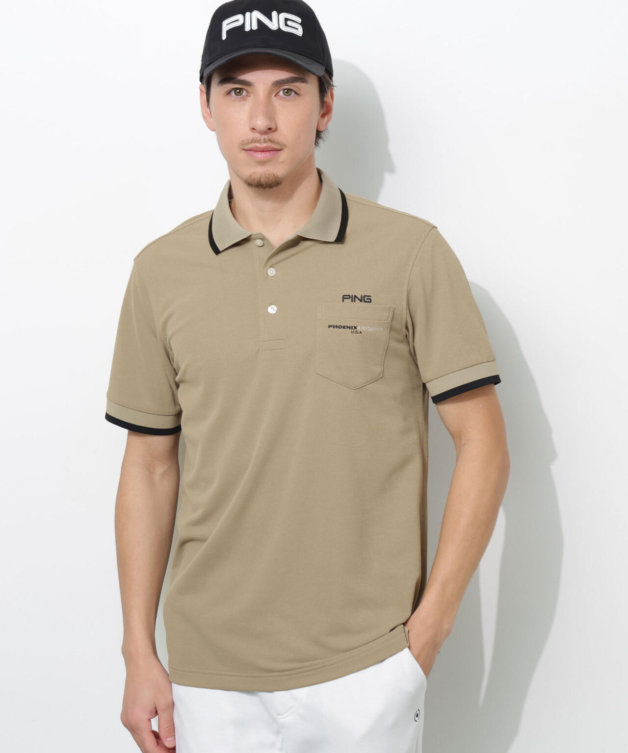【PING APPAREL】スナップテックス半袖ラインポロシャツ <NATIVE> (MENS)