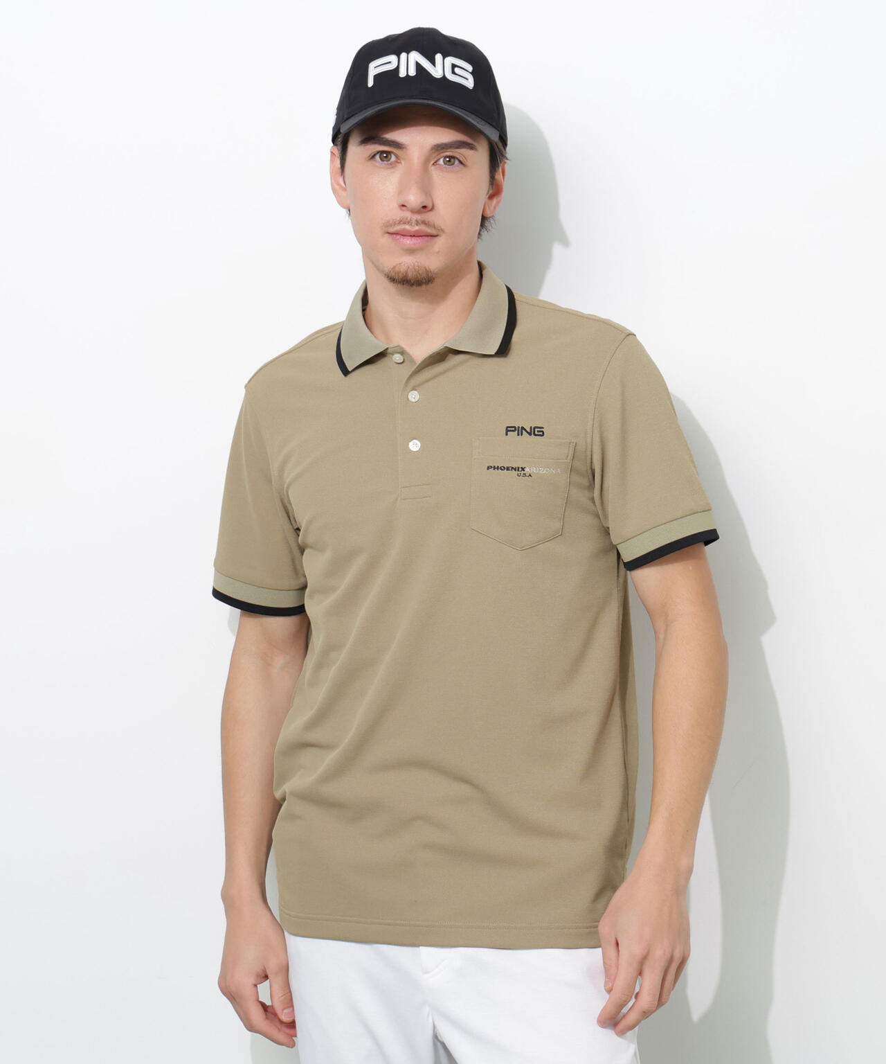 【PING APPAREL】スナップテックス半袖ラインポロシャツ <NATIVE> (MENS)