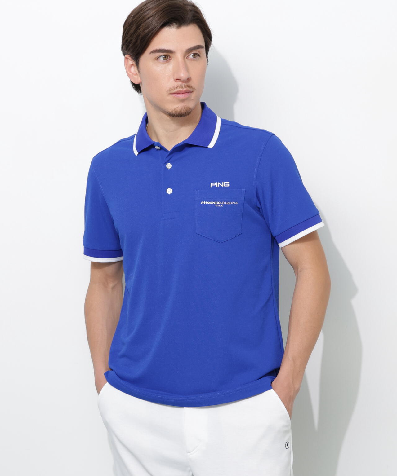 【PING APPAREL】スナップテックス半袖ラインポロシャツ <NATIVE> (MENS)