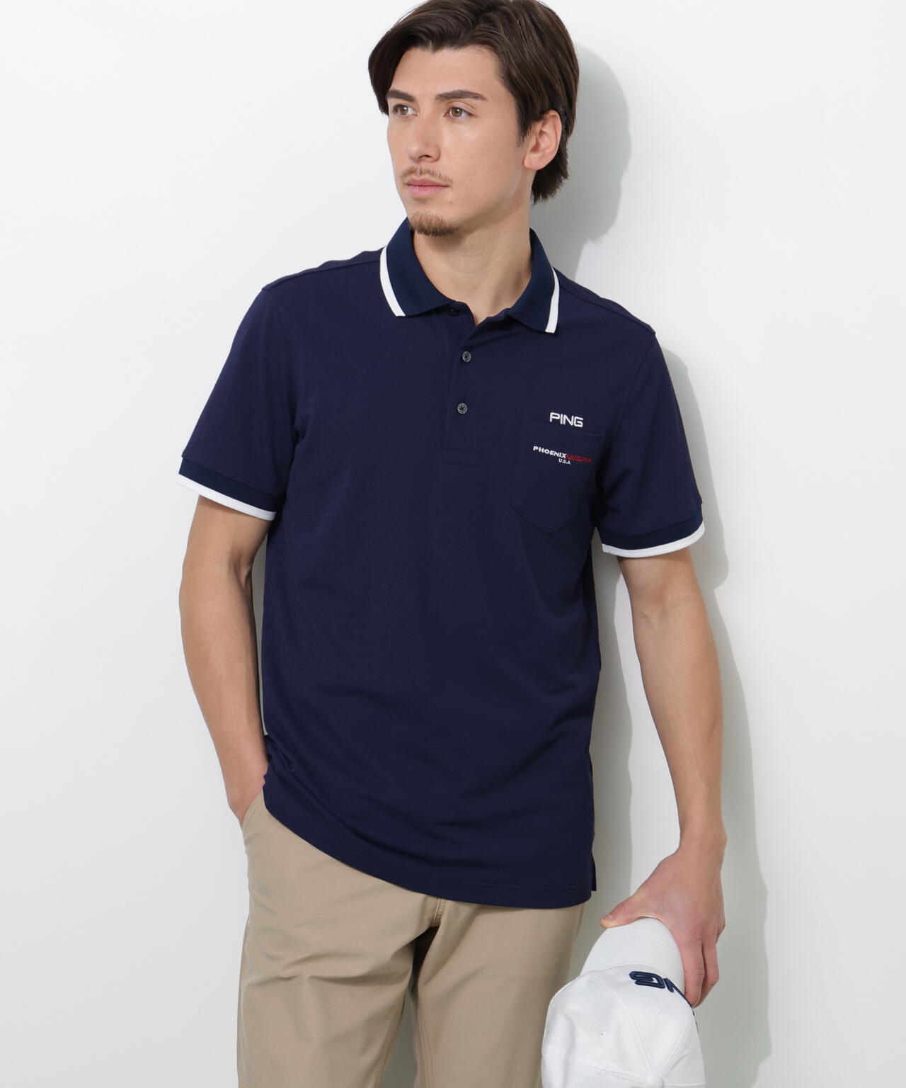 【PING APPAREL】スナップテックス半袖ラインポロシャツ <NATIVE> (MENS)