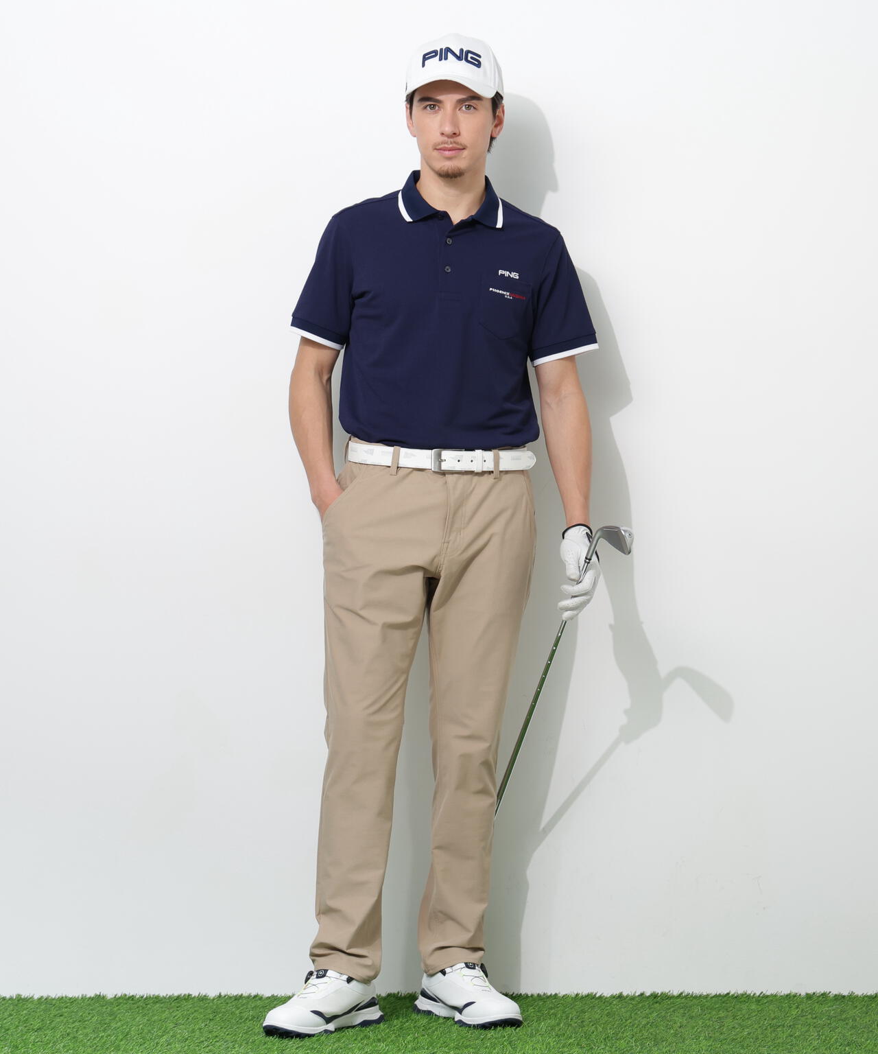 【PING APPAREL】スナップテックス半袖ラインポロシャツ <NATIVE> (MENS)