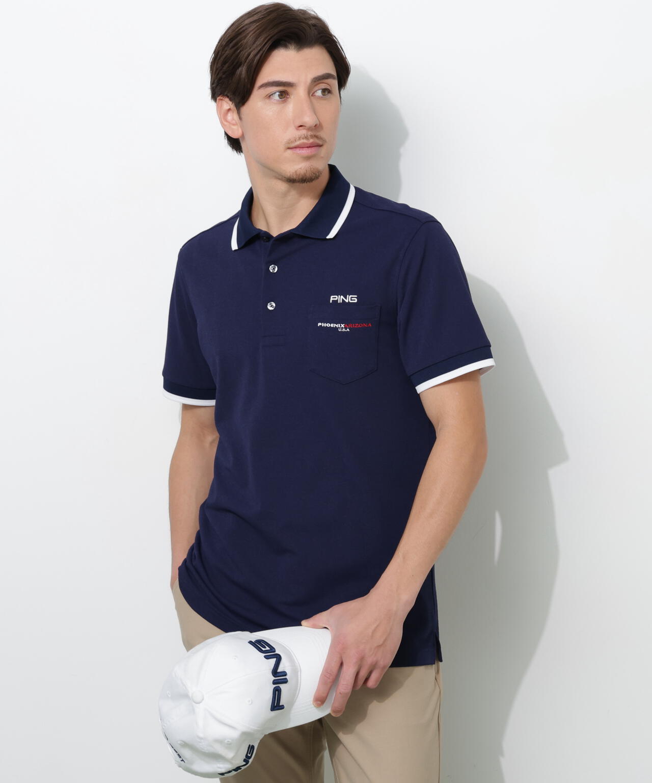 【PING APPAREL】スナップテックス半袖ラインポロシャツ <NATIVE> (MENS)