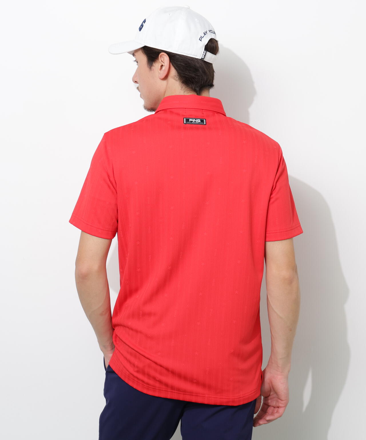 【PING APPAREL】凸凹ストライプジャガード半袖ポロシャツ <NATIVE> (MENS)