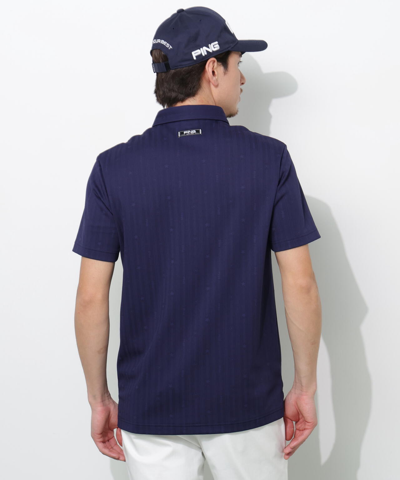 【PING APPAREL】凸凹ストライプジャガード半袖ポロシャツ <NATIVE> (MENS)