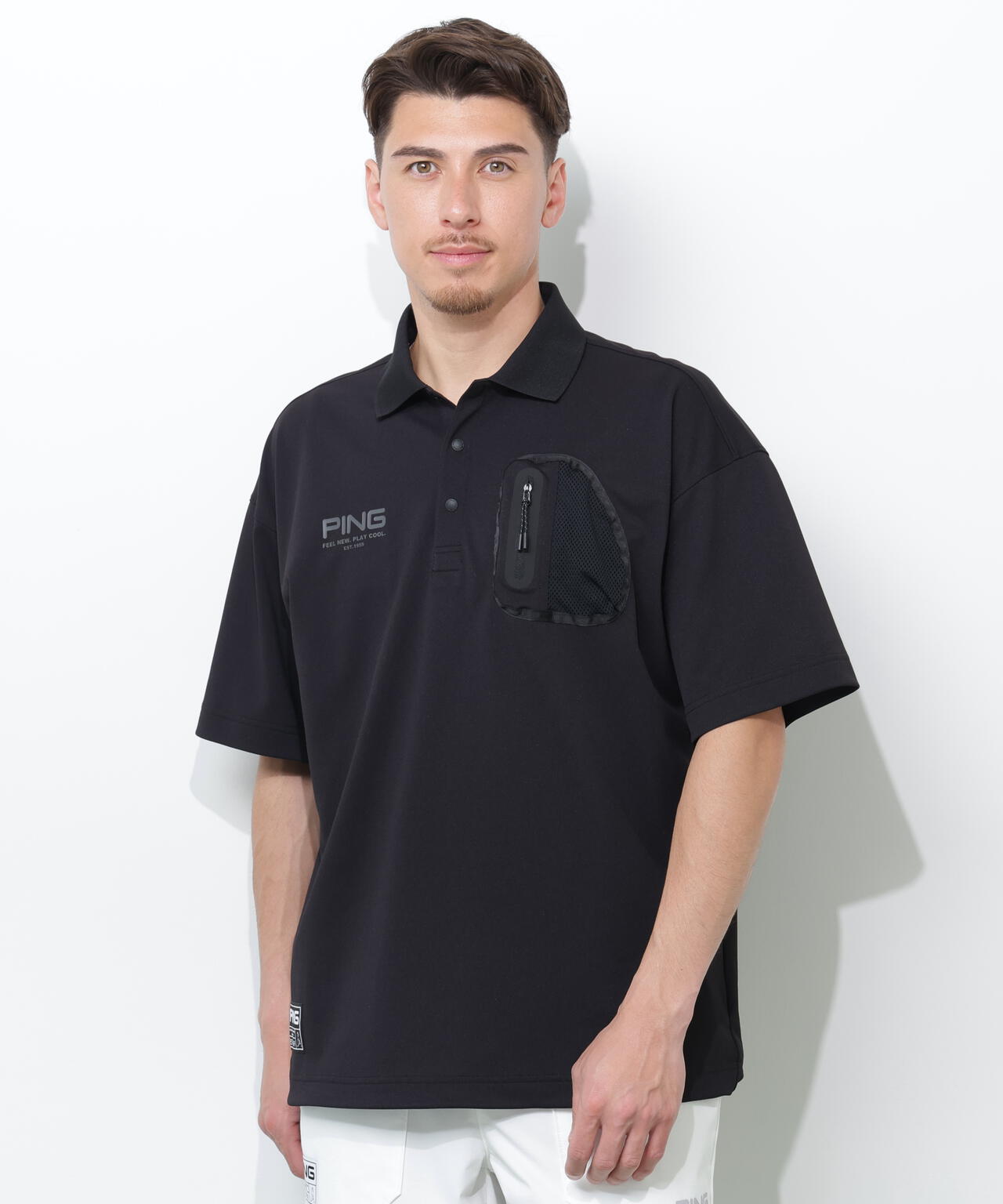 【PING APPAREL】半袖カノコオーバーポロシャツ <GOLD> (MENS)