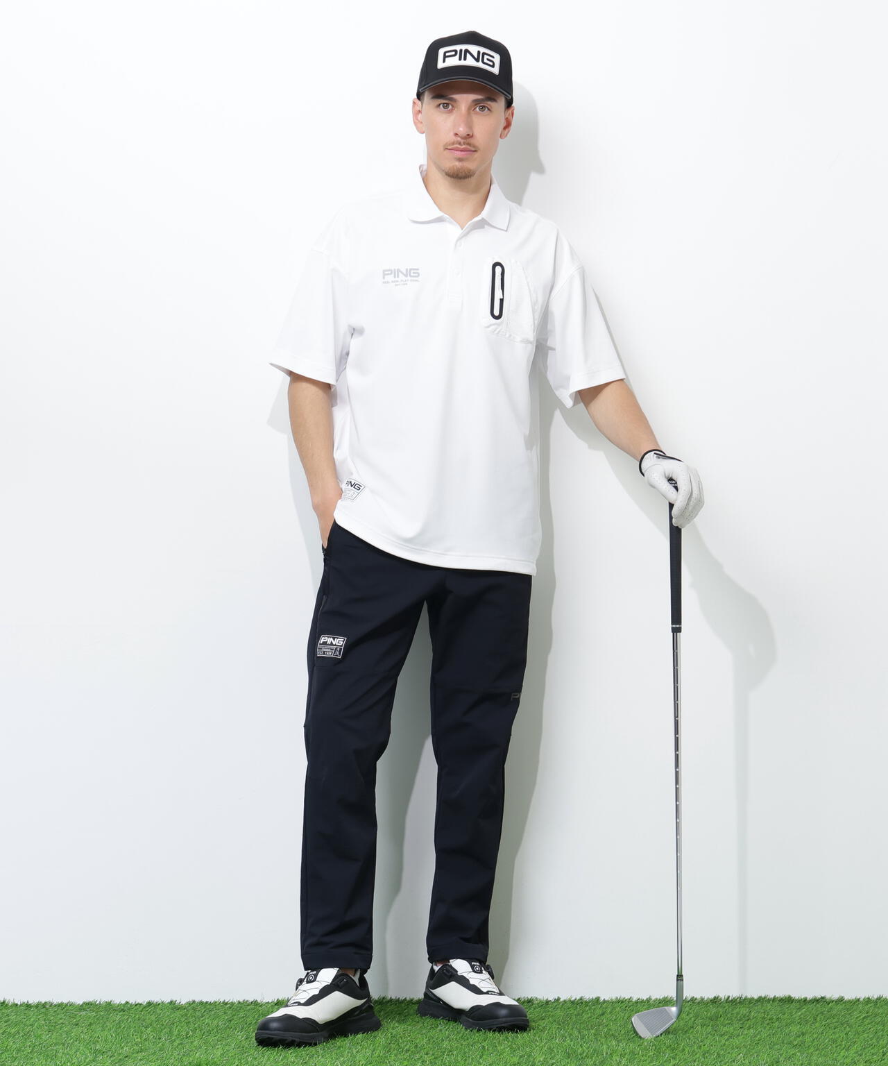 【PING APPAREL】半袖カノコオーバーポロシャツ <GOLD> (MENS)