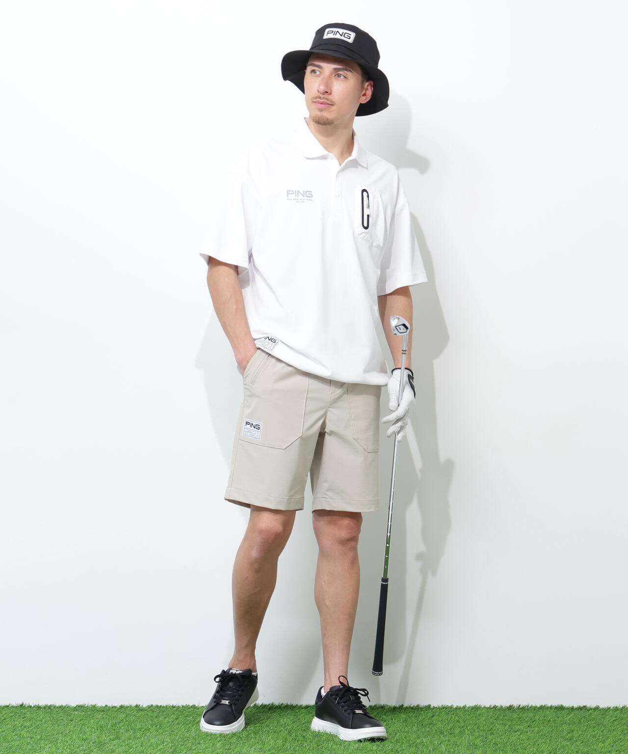 【PING APPAREL】半袖カノコオーバーポロシャツ <GOLD> (MENS)