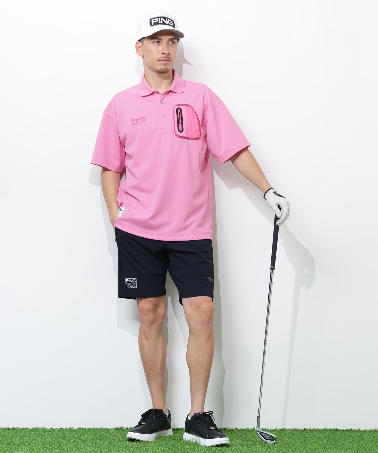 【PING APPAREL】半袖カノコオーバーポロシャツ <GOLD> (MENS)