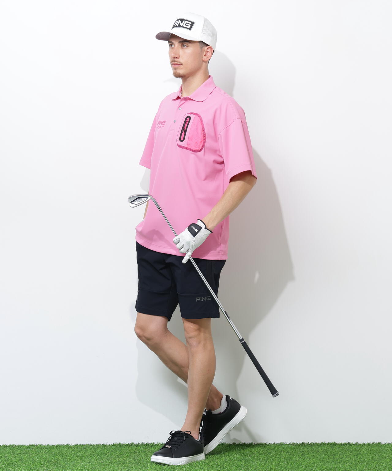 【PING APPAREL】半袖カノコオーバーポロシャツ <GOLD> (MENS)