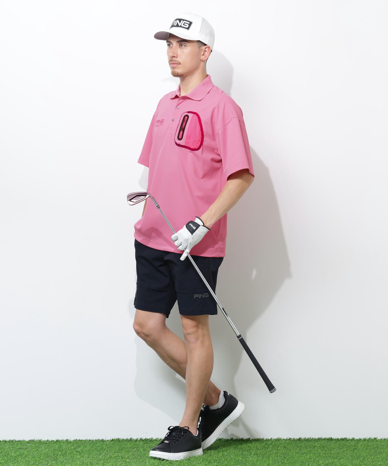 【PING APPAREL】半袖カノコオーバーポロシャツ <GOLD> (MENS)