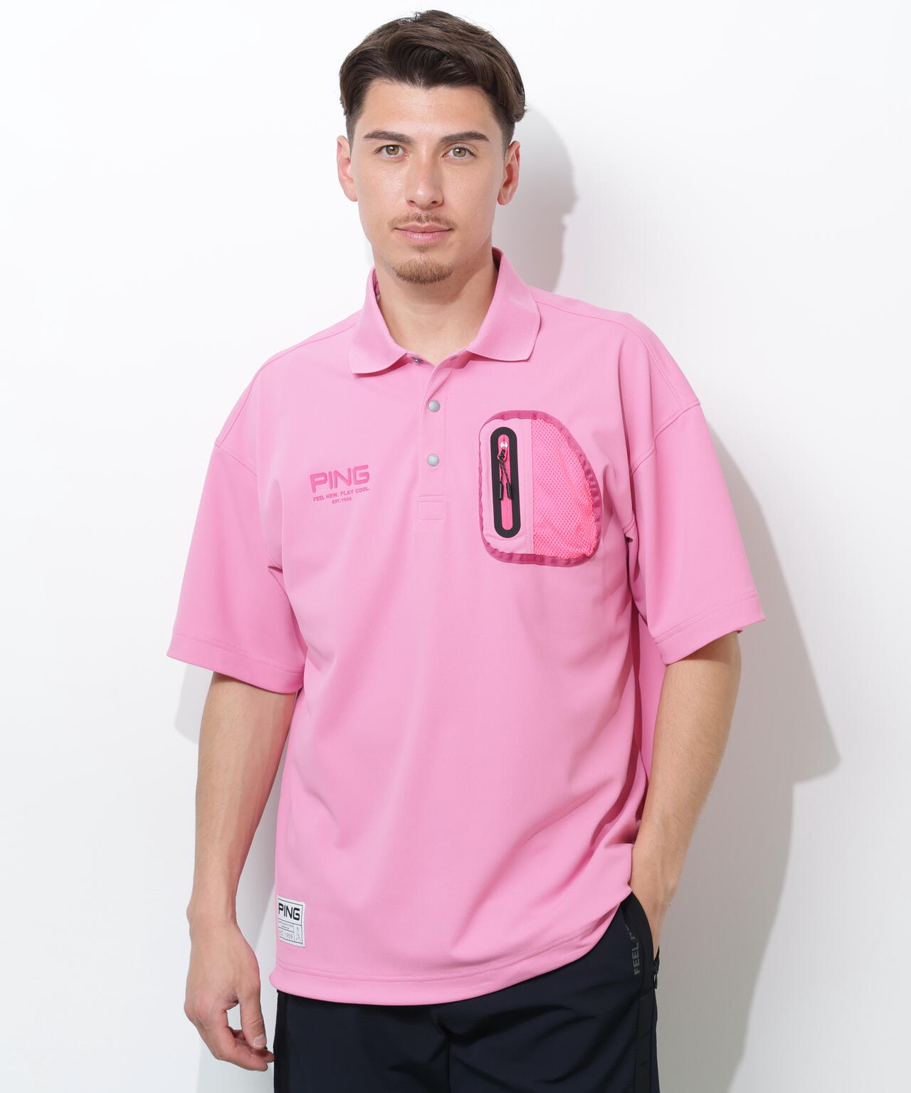 【PING APPAREL】半袖カノコオーバーポロシャツ <GOLD> (MENS)