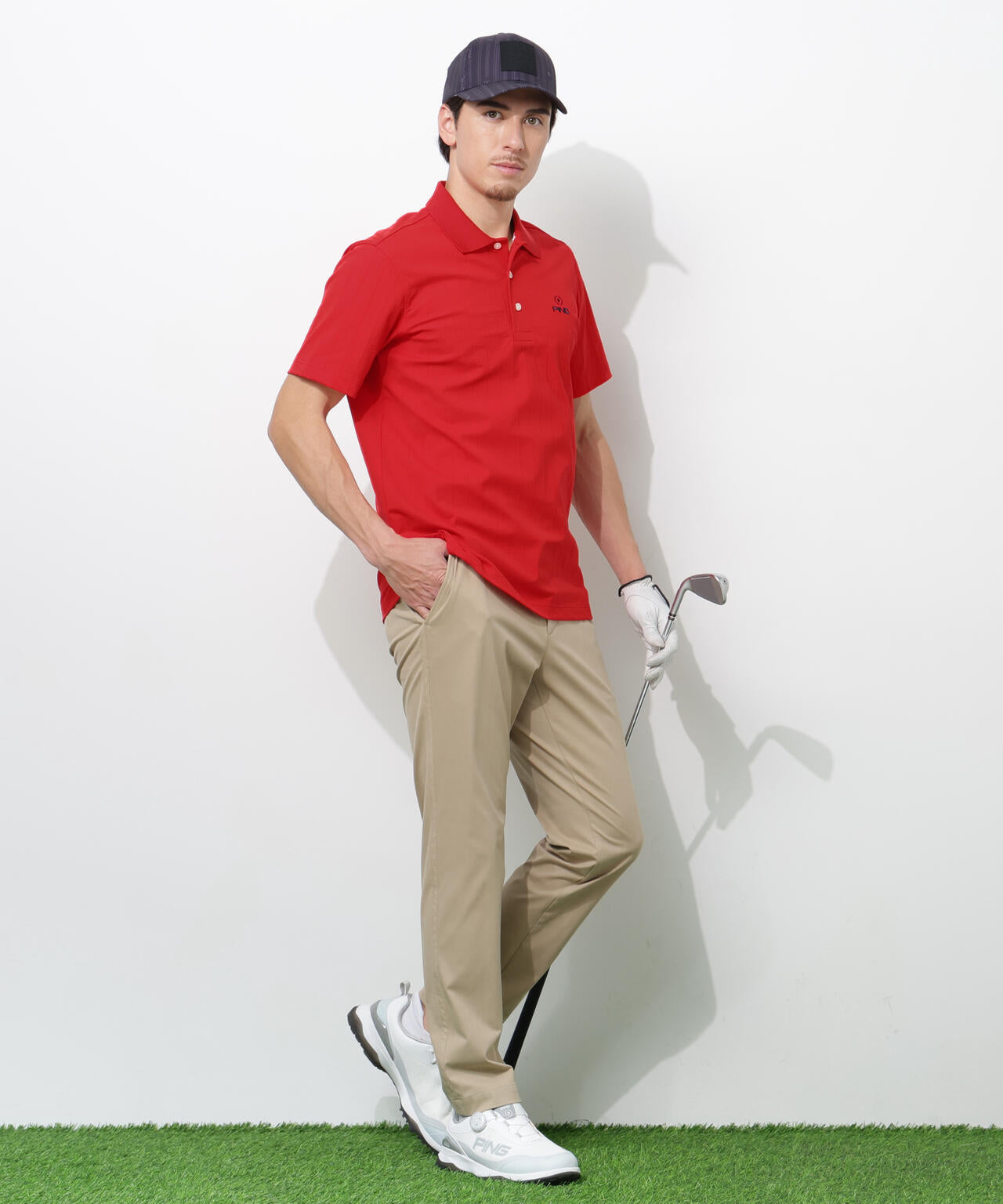 【PING APPAREL】EPIX変形ストレッチカノコ半袖ポロシャツ <NAITVE> (MENS)