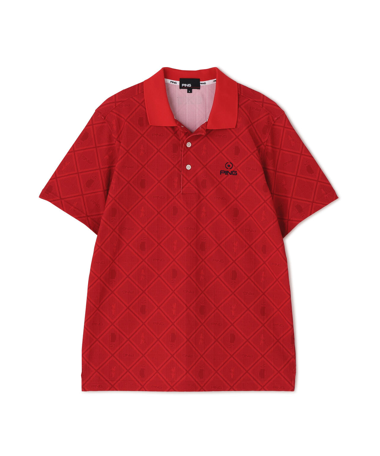 【PING APPAREL】バイアスチェックプリントEPIX変形ストレッチサッカー半袖ポロシャツ <NATIVE> (MENS)
