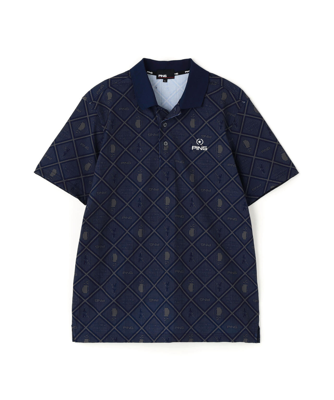 【PING APPAREL】バイアスチェックプリントEPIX変形ストレッチサッカー半袖ポロシャツ <NATIVE> (MENS)