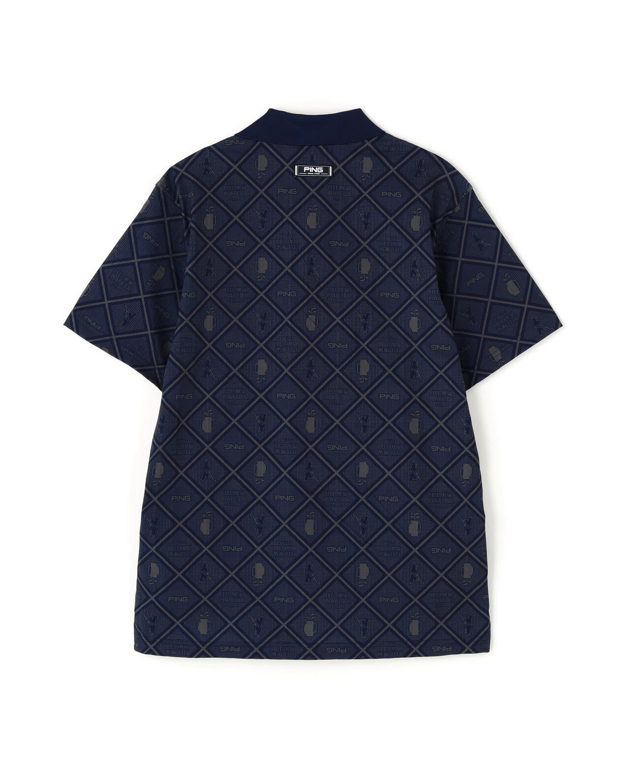【PING APPAREL】バイアスチェックプリントEPIX変形ストレッチサッカー半袖ポロシャツ <NATIVE> (MENS)