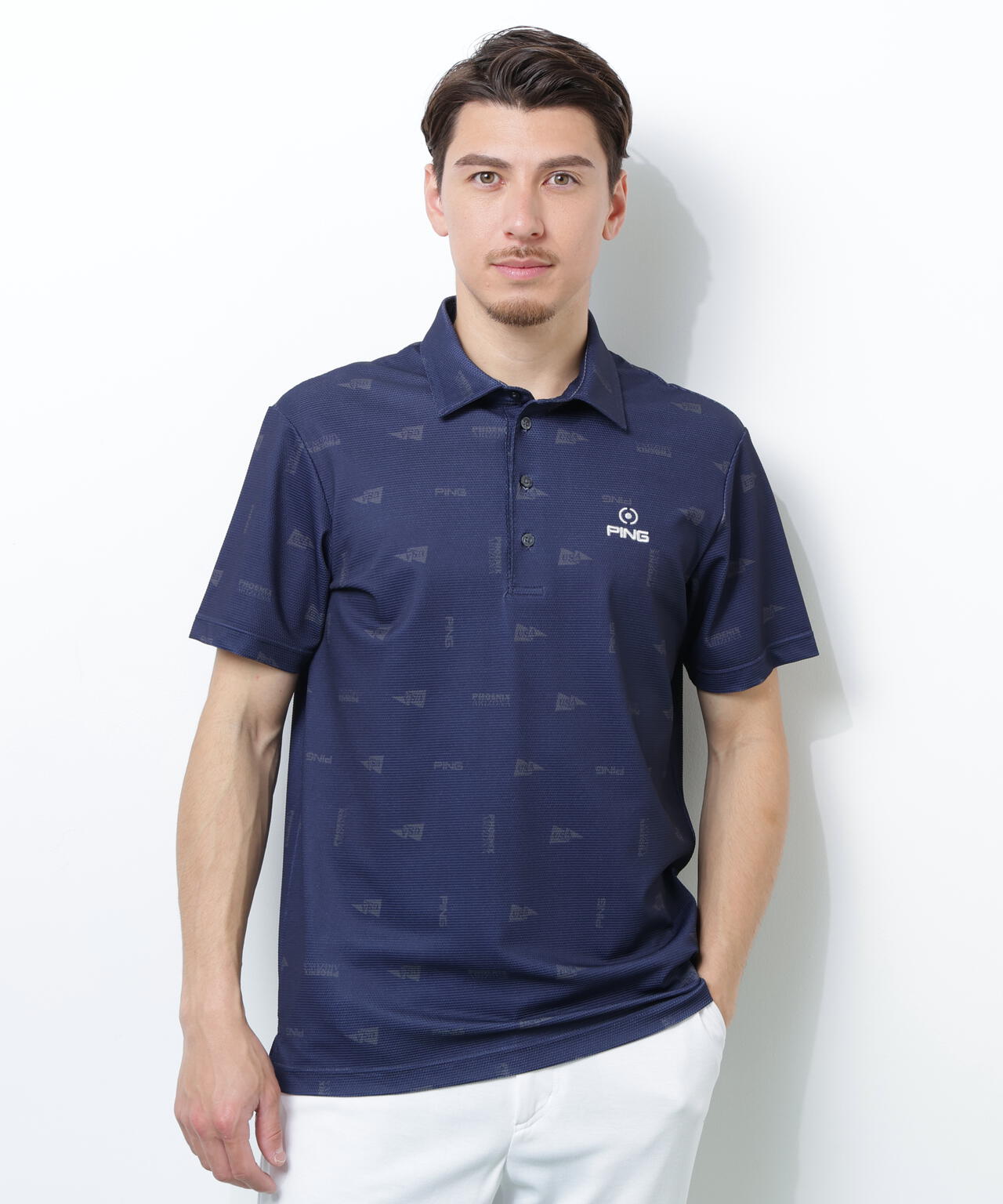 【PING APPAREL】ストレッチミニポップコーン半袖ポロシャツ <NATIVE> (MENS)