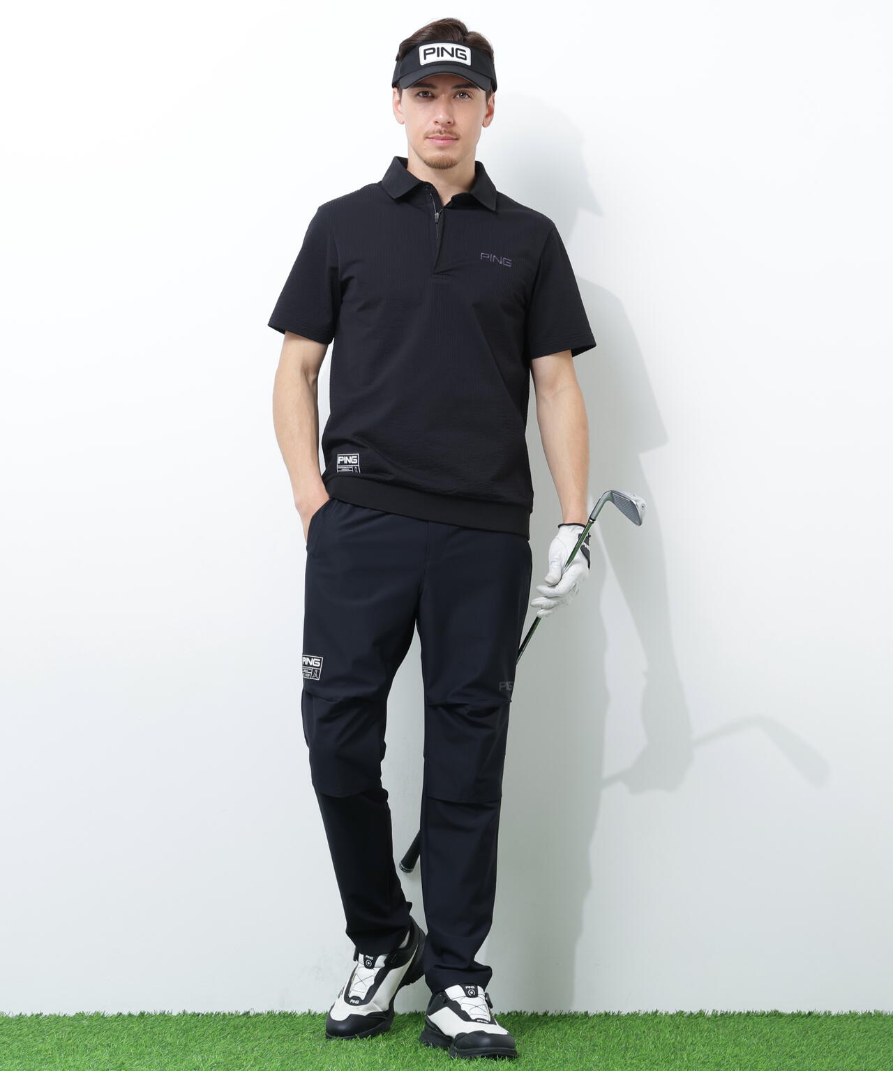 【PING APPAREL】PEサッカー半袖ポロシャツ <GOLD> (MENS)