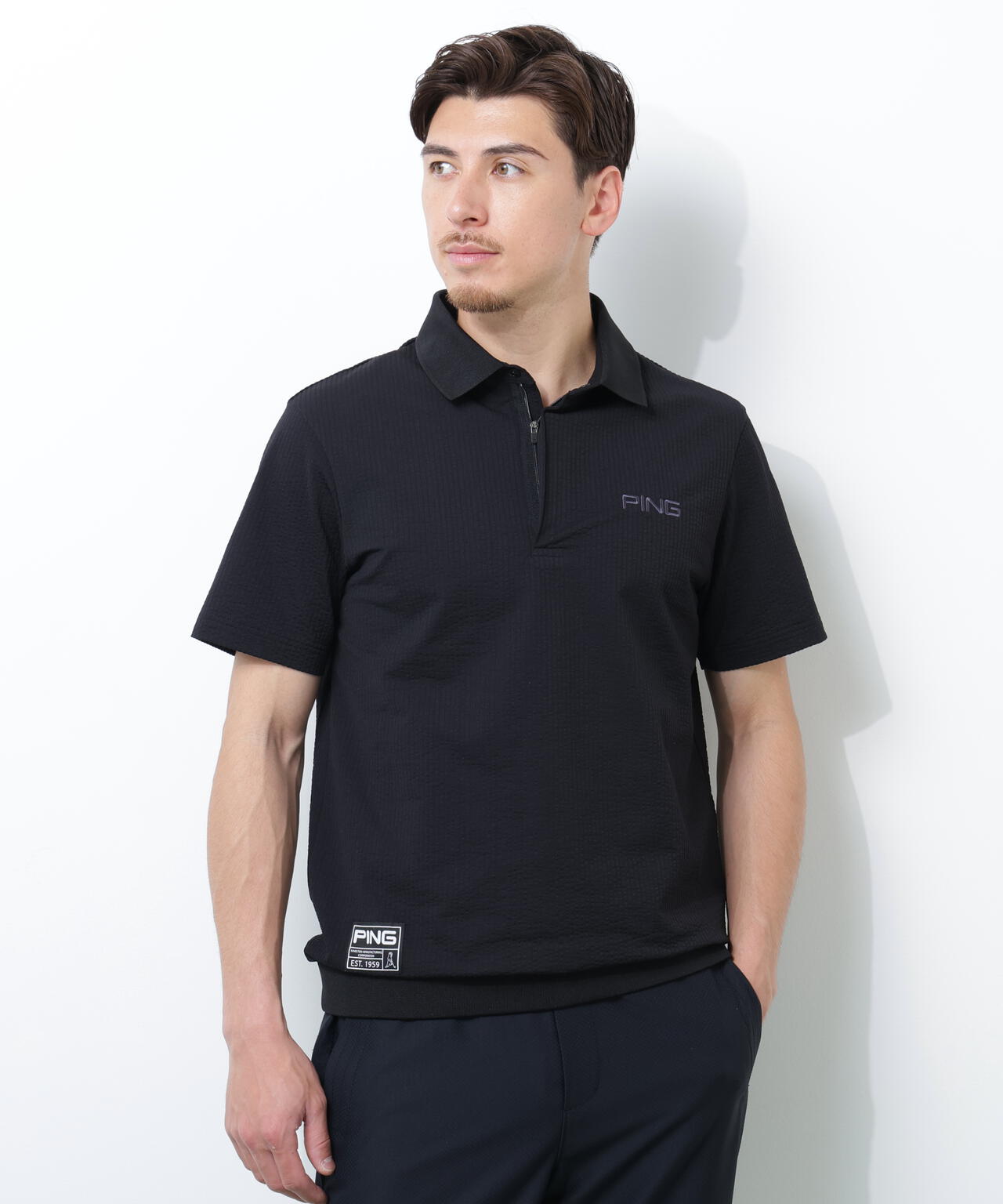 【PING APPAREL】PEサッカー半袖ポロシャツ <GOLD> (MENS)
