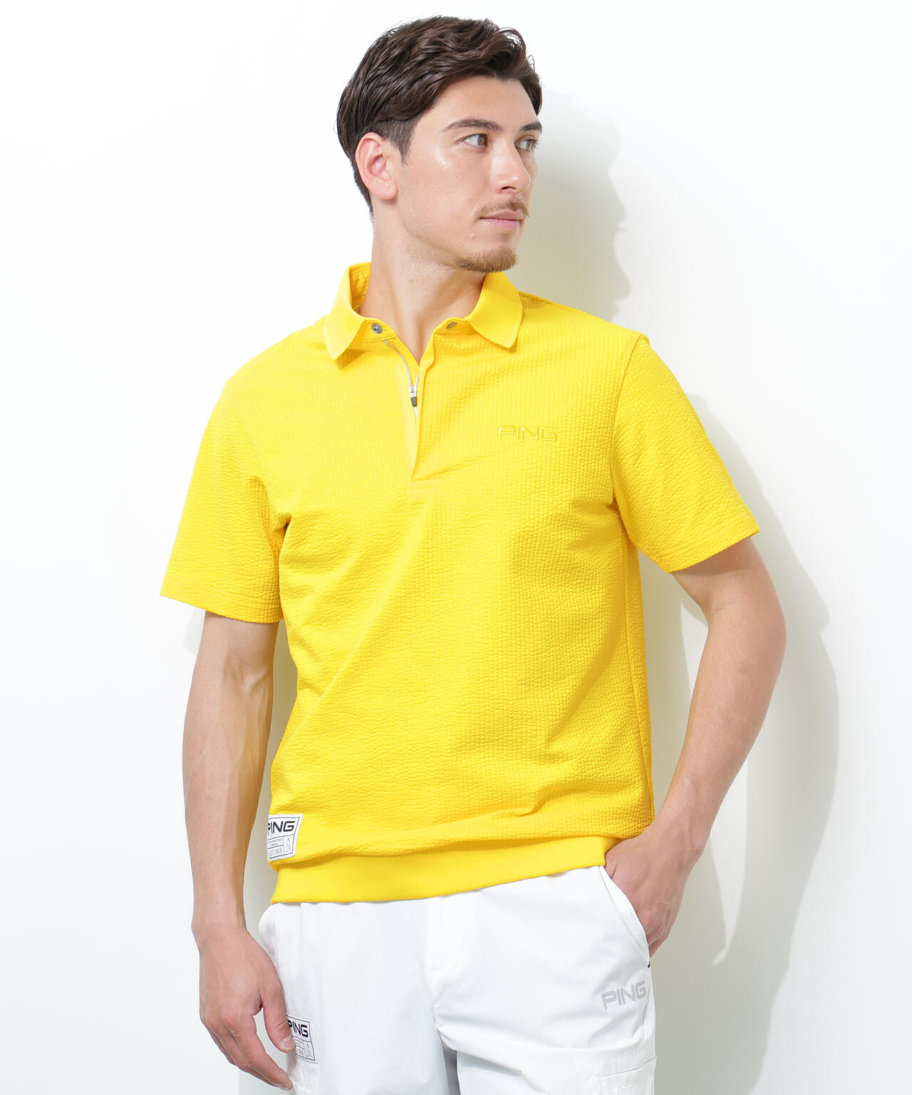 【PING APPAREL】PEサッカー半袖ポロシャツ <GOLD> (MENS)