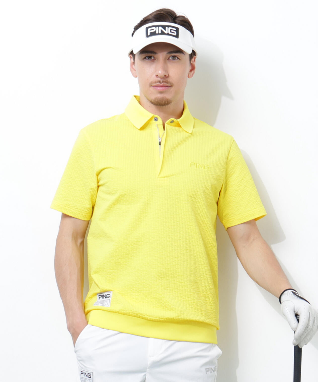 【PING APPAREL】PEサッカー半袖ポロシャツ <GOLD> (MENS)