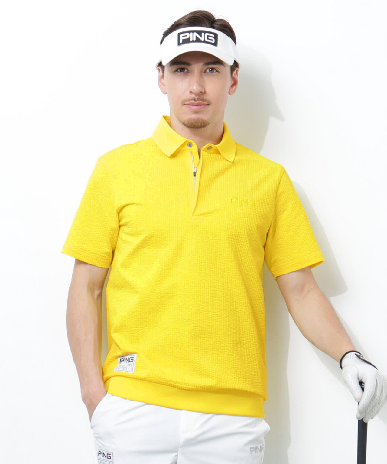 【PING APPAREL】PEサッカー半袖ポロシャツ <GOLD> (MENS)