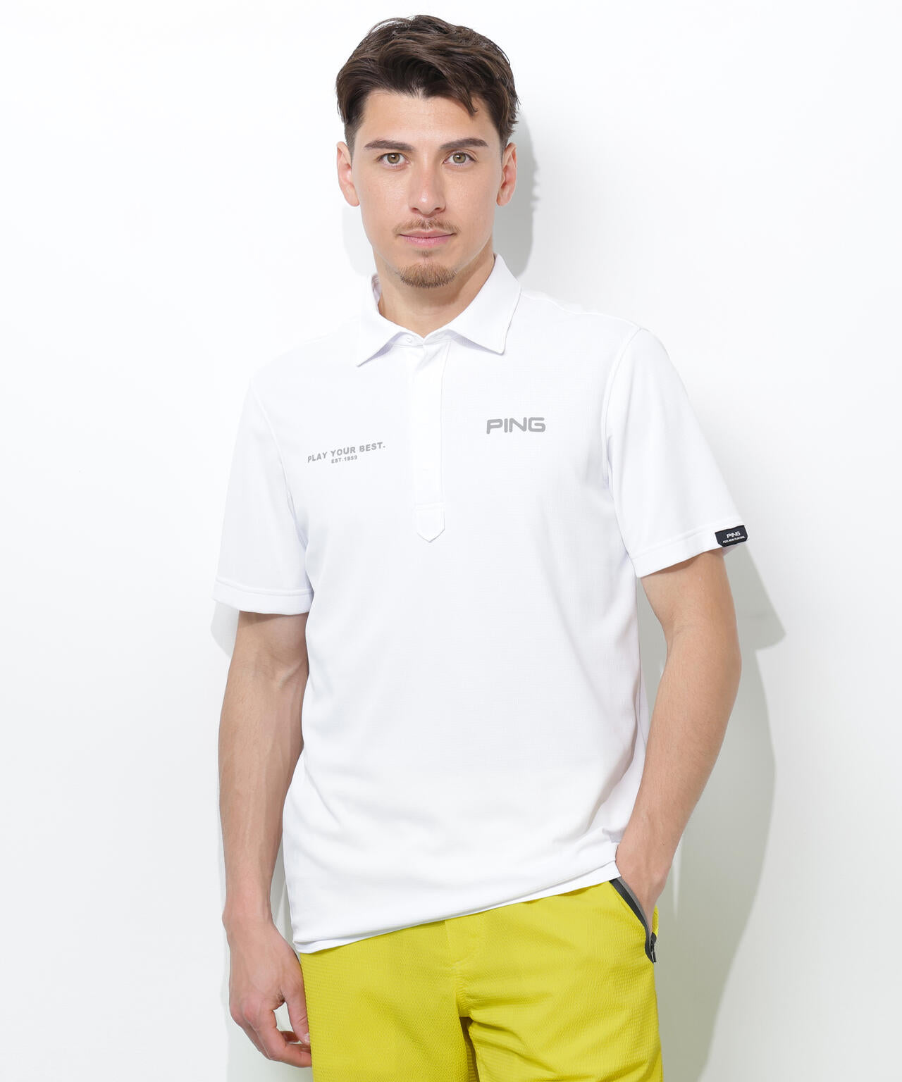 【PING APPAREL】アセイヤーン裏ワッフル半袖ポロシャツ <PERFORMANCE> (MENS)