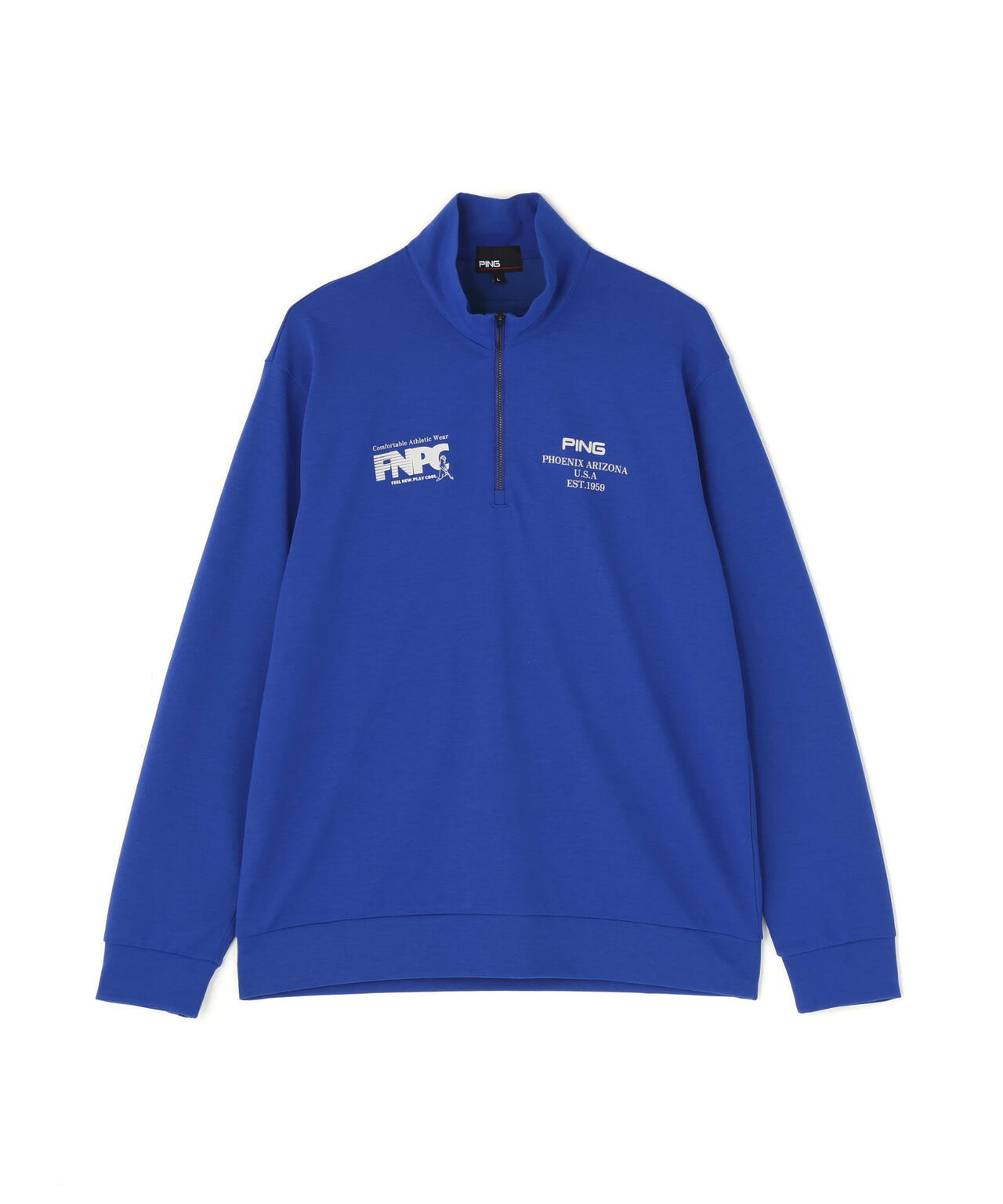 【PING APPAREL】全方向ストレッチダブルフェイスドライミックスアイストーンハーフジップカットソー <NATIVE> (MENS)