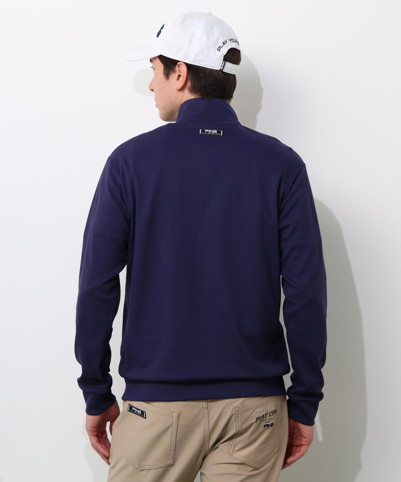 【PING APPAREL】全方向ストレッチダブルフェイスドライミックスアイストーンハーフジップカットソー <NATIVE> (MENS)