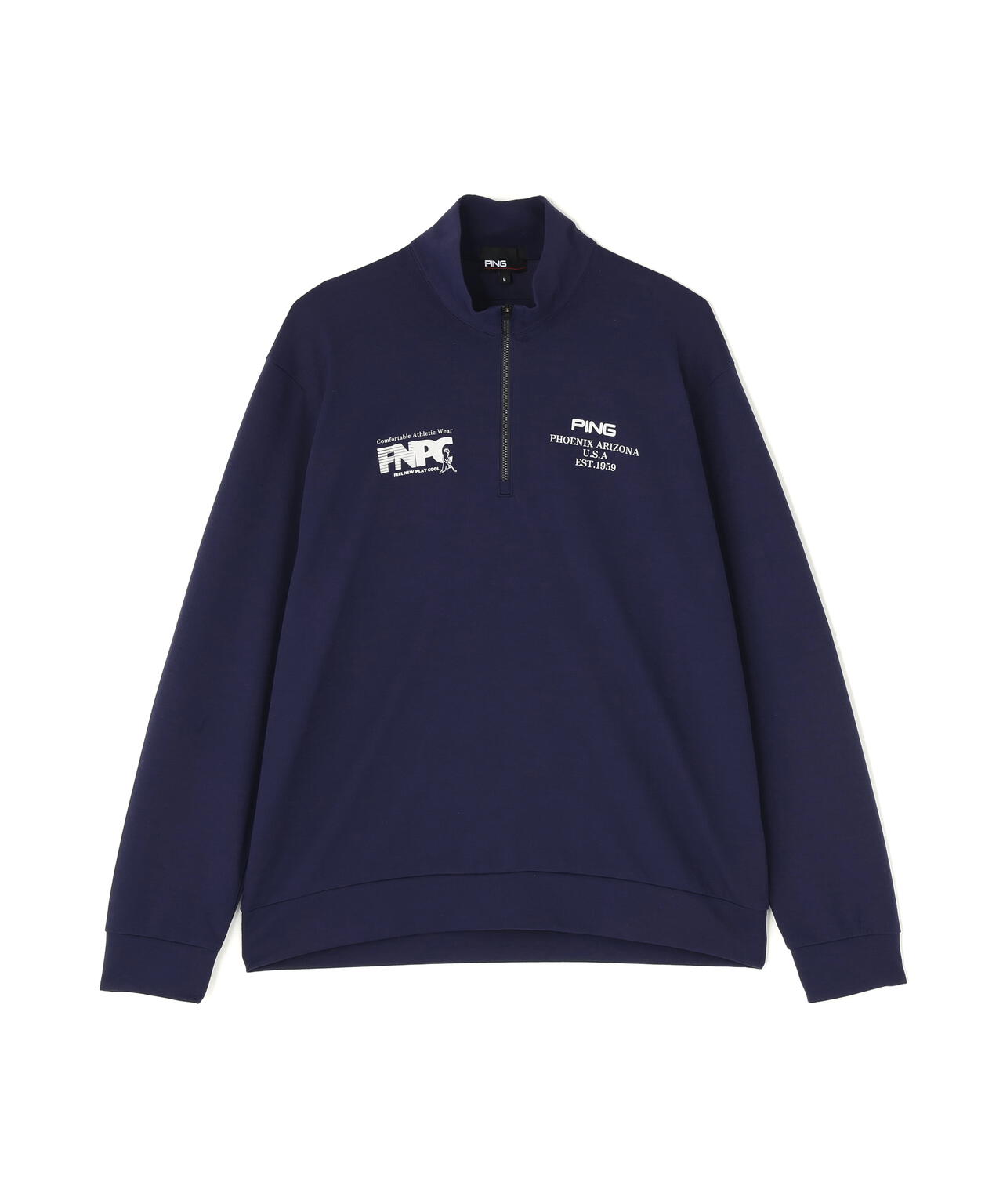 【PING APPAREL】全方向ストレッチダブルフェイスドライミックスアイストーンハーフジップカットソー <NATIVE> (MENS)