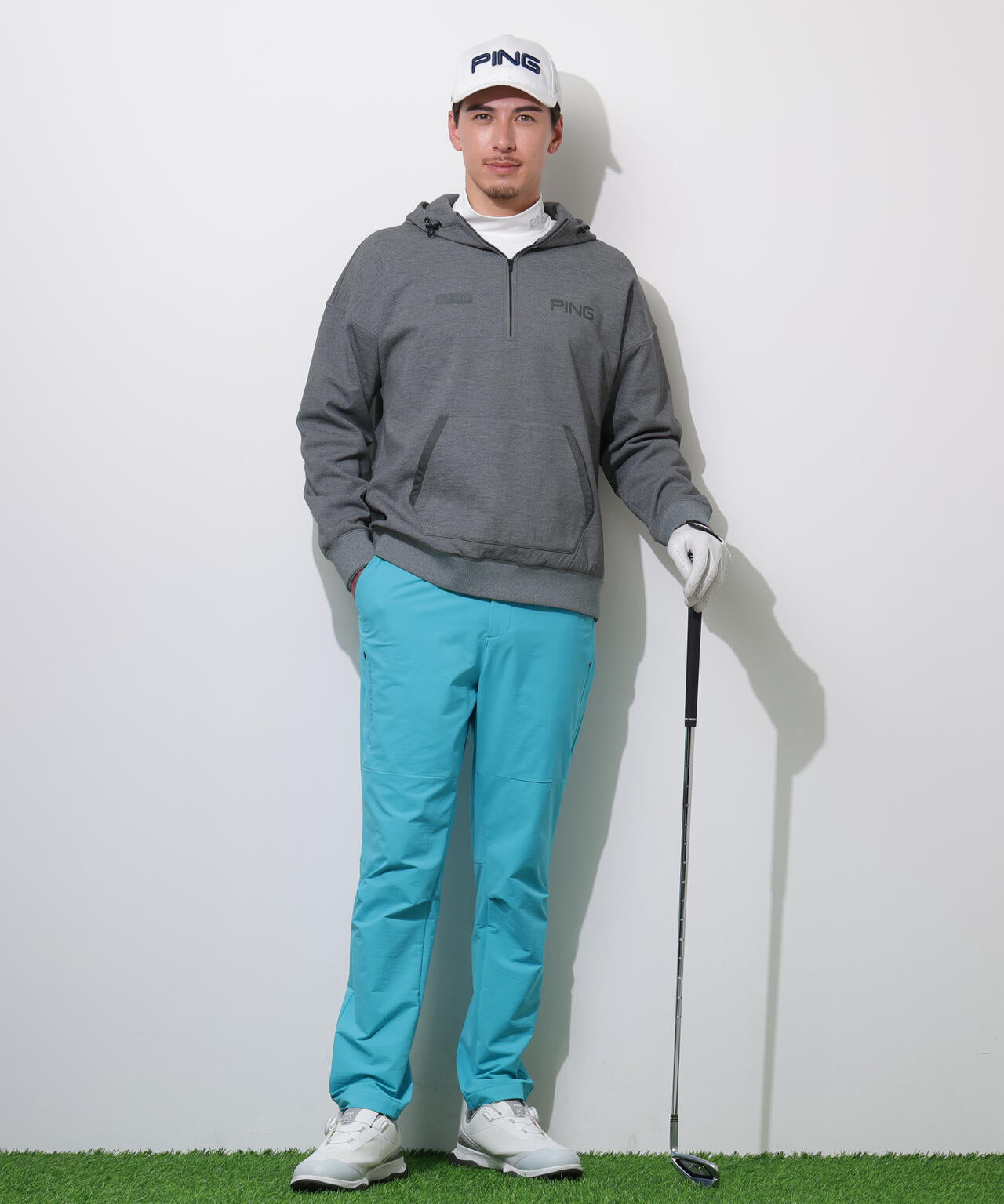 【PING APPAREL】全方向ストレッチ接結裏メッシュハーフジップスウェットフーディ <PERFORMANCE> (MENS)