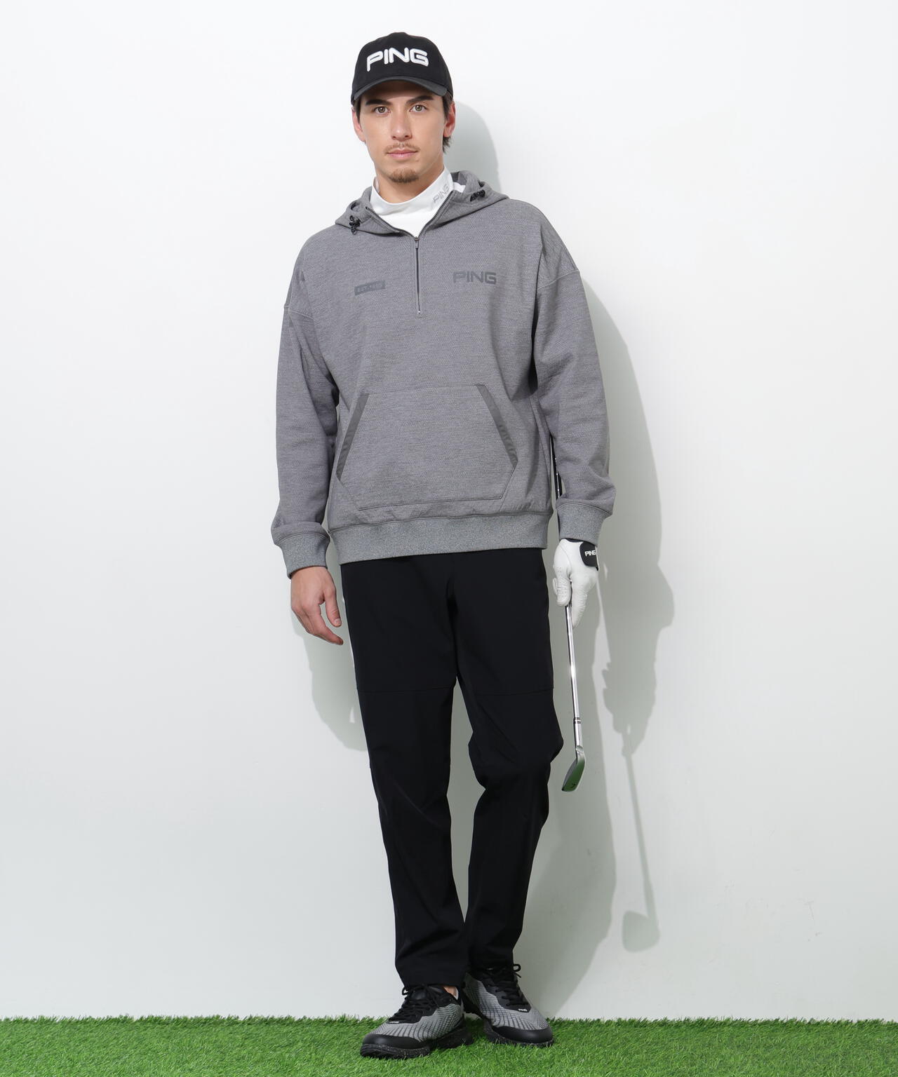 【PING APPAREL】全方向ストレッチ接結裏メッシュハーフジップスウェットフーディ <PERFORMANCE> (MENS)