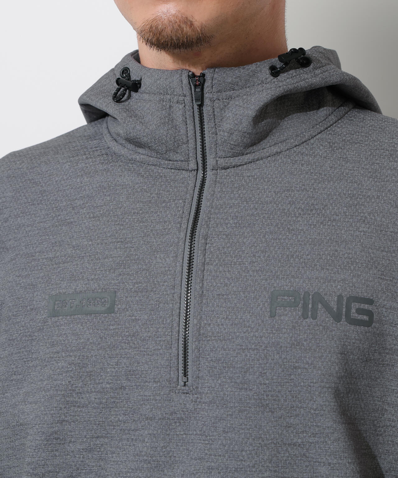 【PING APPAREL】全方向ストレッチ接結裏メッシュハーフジップスウェットフーディ <PERFORMANCE> (MENS)