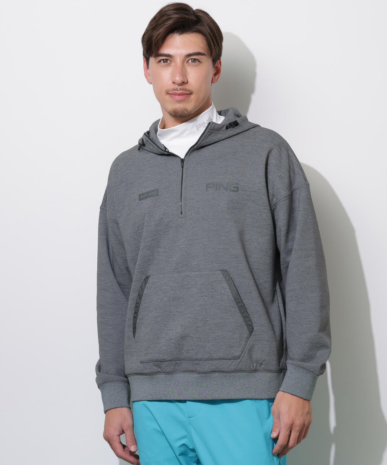 【PING APPAREL】全方向ストレッチ接結裏メッシュハーフジップスウェットフーディ <PERFORMANCE> (MENS)