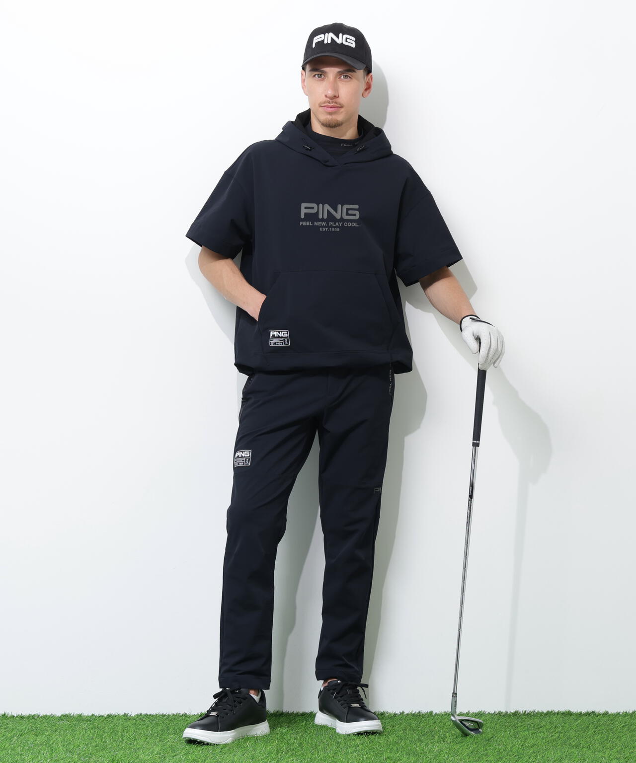 【PING APPAREL】遮熱変形カノコ半袖フーディプルオーバー <GOLD> (MENS)