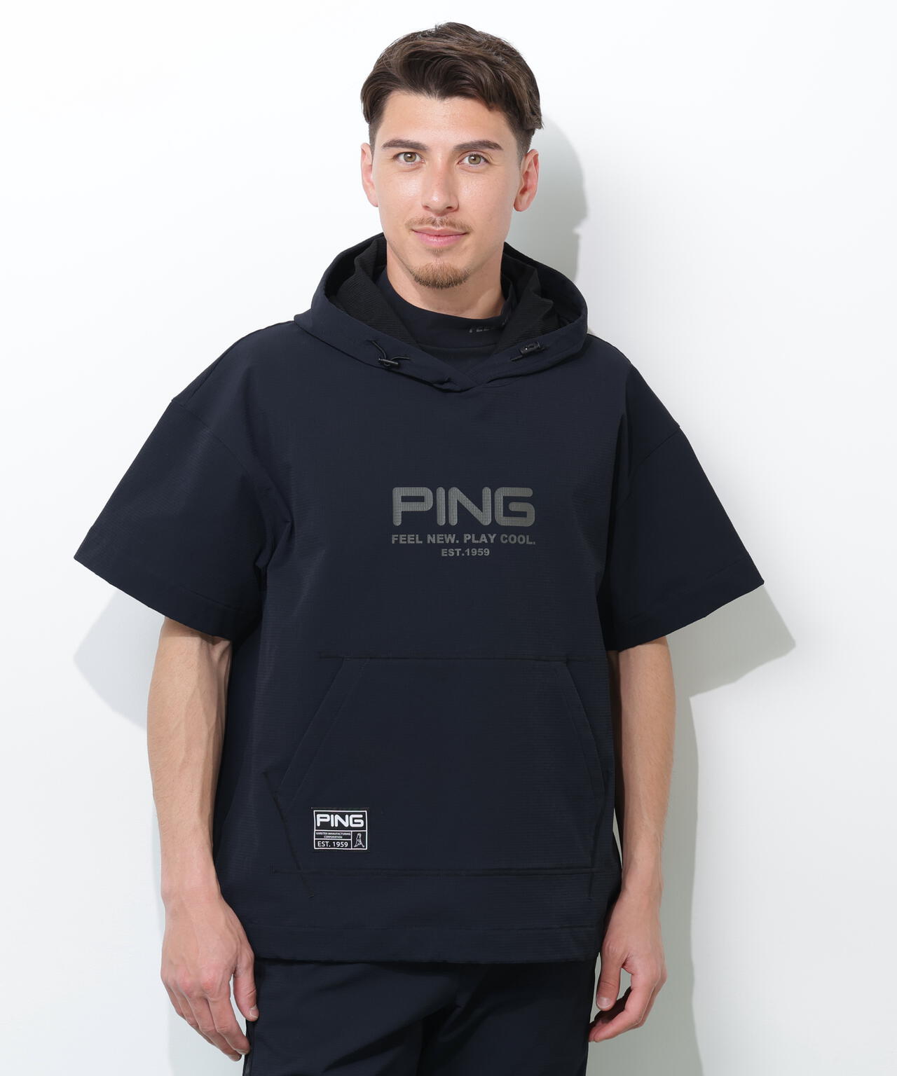 【PING APPAREL】遮熱変形カノコ半袖フーディプルオーバー <GOLD> (MENS)