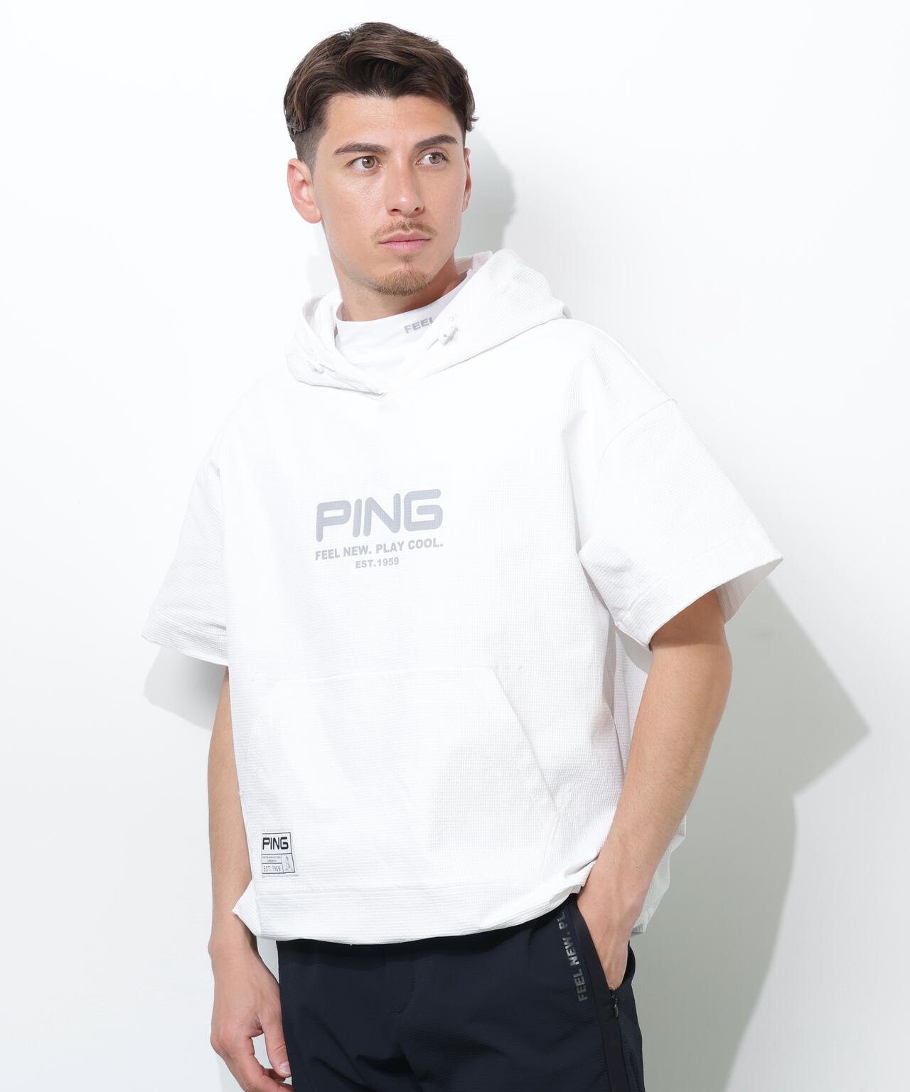 【PING APPAREL】遮熱変形カノコ半袖フーディプルオーバー <GOLD> (MENS)